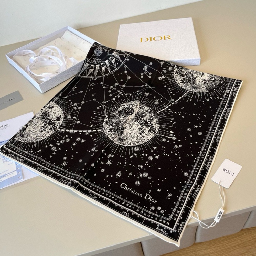 Dior Luxury Silk Scarf Celestial Star Map Print Original Box & Hang Tags - Picture 7 of 8